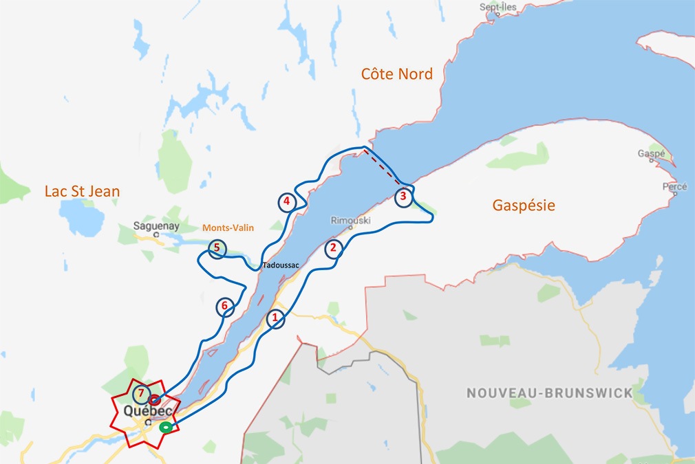 Carte raid Motoneige - Gaspésie & Côte Nord