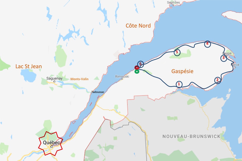 Carte raid Motoneige - Tour de la Gaspésie